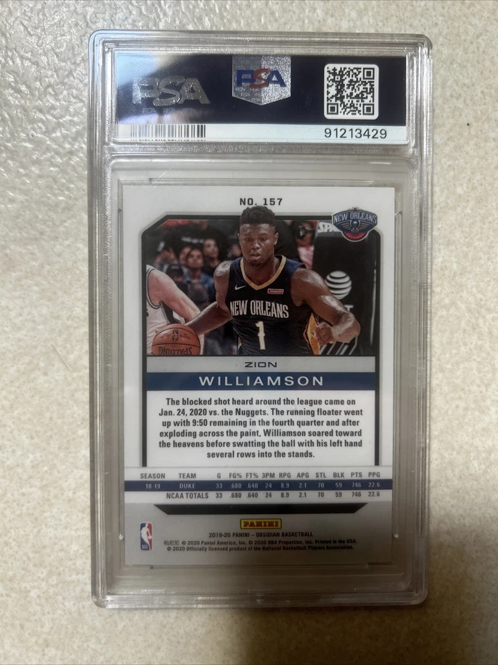 2019 panini obsidian Zion Williamson gem mt 10 Rookie Card - Image 2 of 2