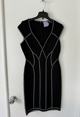 Herve Leger By Max Azria bandage dress Black White Color  Size M