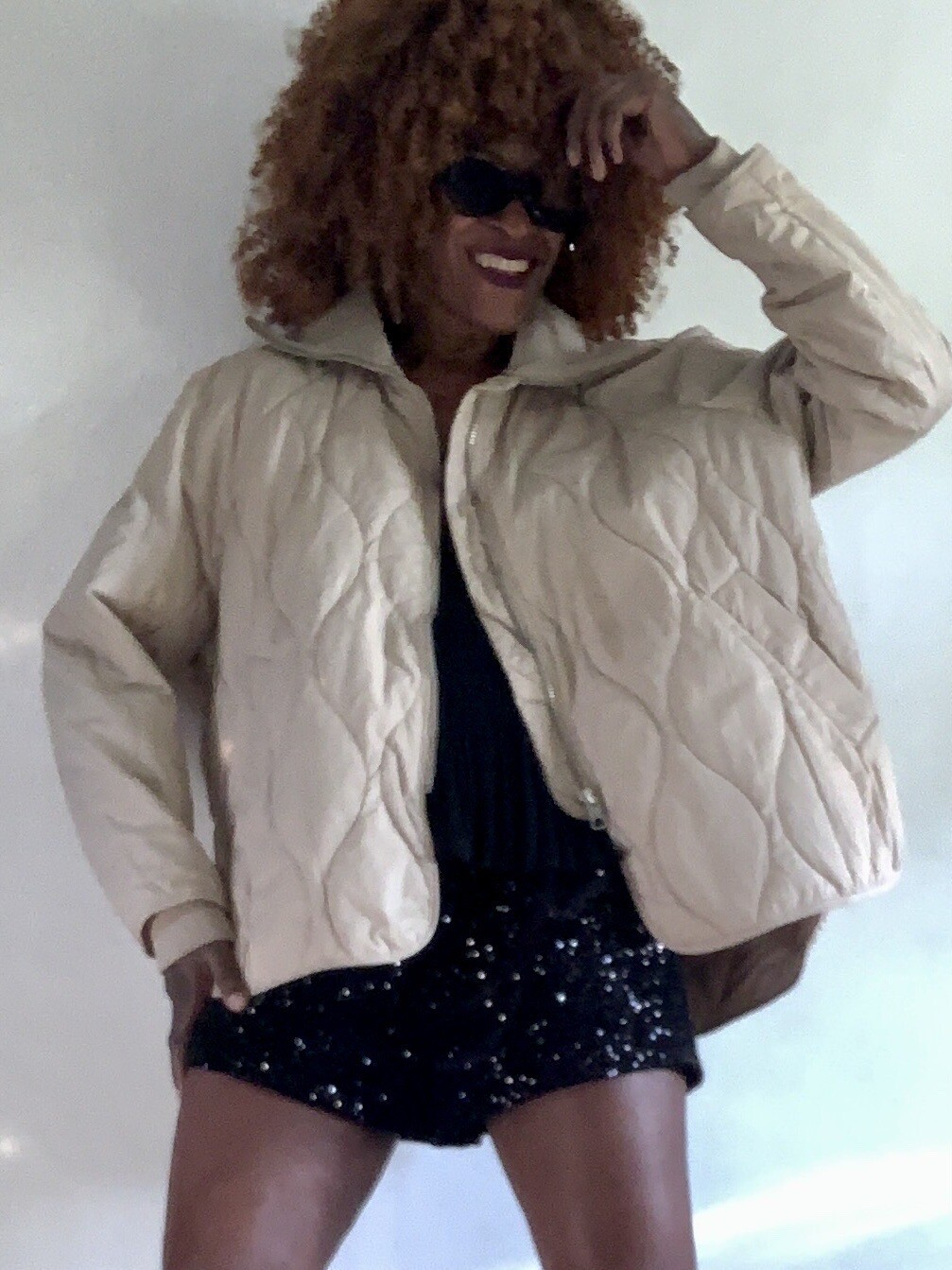 HM BEIGE LONG SLEEVES PUFFER SACHET JACKET OVERSHIRT WINTER CAUSAL SIZE