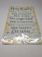 Happy funny Bee Home Decor Collection Hive Rules Wall Hanging Sign