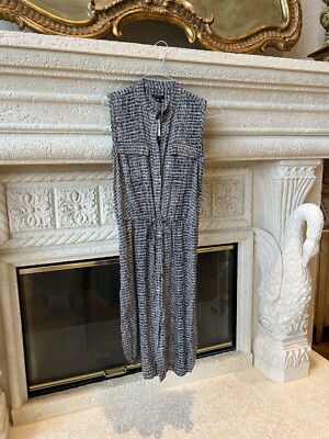 New With Tags Anne Taylor Linen Sleeveless Shirt Dress XS Navy Blue | eBay
