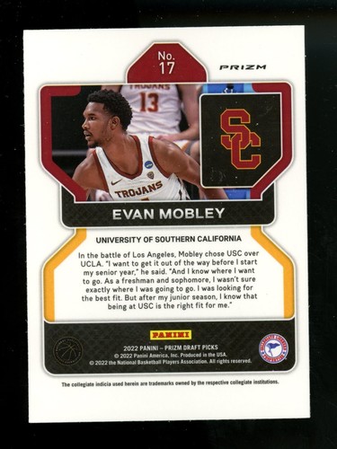 2023 Prizm Draft Picks #17 Evan Mobley Blue Fast Break - Picture 2 of 2