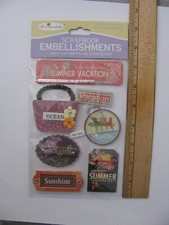 Miss Elizabeth s Scrapbook Embellishments SUMMER Vacation Beach 7 Pieces NIP