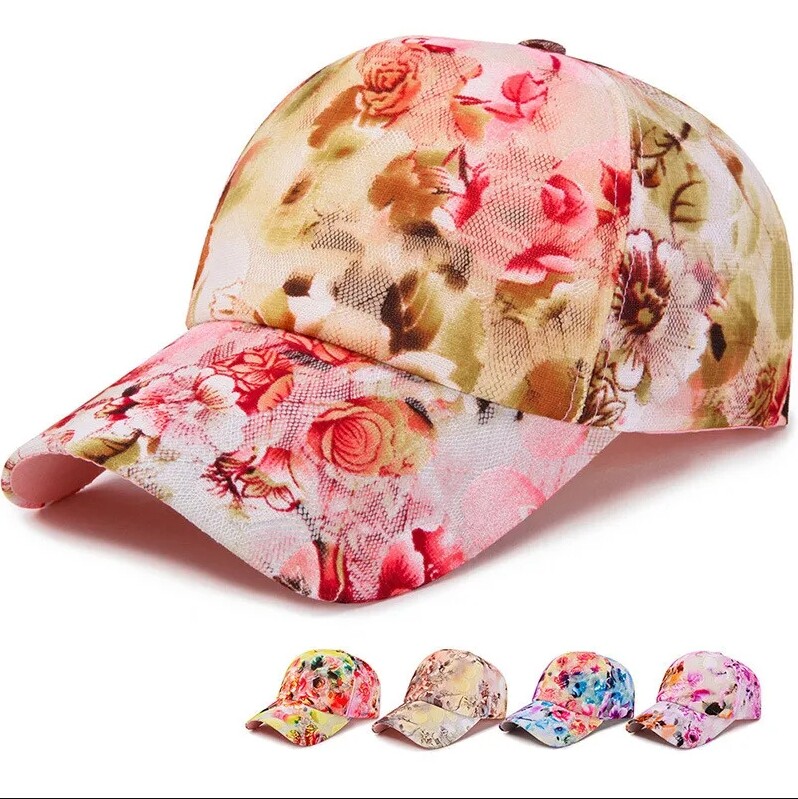 Women Lady Breathable Baseball Cap Adjustable Flower Colorful