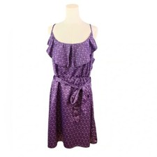 Gap Purple Mini Dress with Ruffle at Neckline & Tie at Waist (Size XXL)