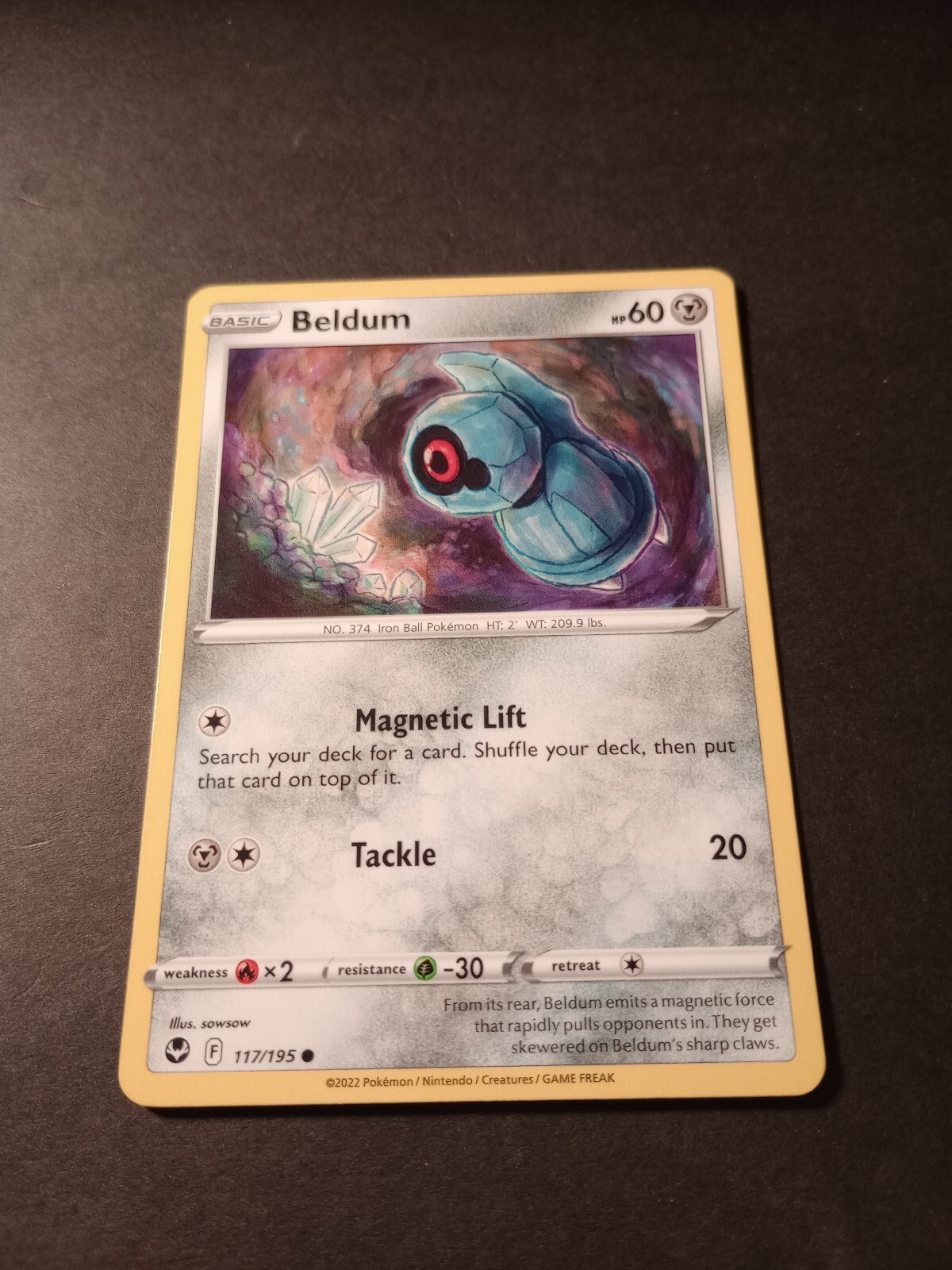 Pokemon Silver Tempest Beldum Common Card 117/195 NM
