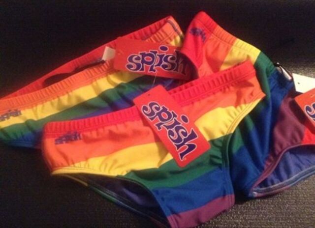 Splish Pride Flag Gay Interest Speedos Style Mens Lycra Swimsuit Brief Sz 36 Ebay