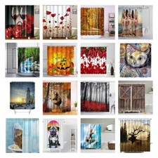 Fabric Shower Curtain Boho Bathroom Decor with 12 Hooks Animal Bath Curtains
