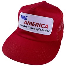 TIRE AMERICA Patch Snapback Mesh Trucker Hat Cap MADE IN USA New Vintage 80s