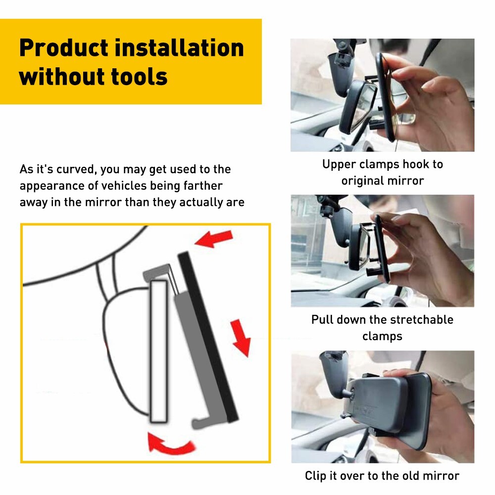 Interior Rear Mirror View 300mm Anti-glare Convex Car Panoramic Wide Angle