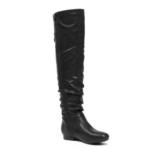 Womens Ladie Thigh High Boots Over The Knee Suede PU Classic Flat Zip Boots - Picture 17 of 54