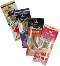 King Palm | Mini Size | Mixed Flavored Organic Prerolled Palm Leafs | 8 Rolls