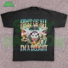 Retro Animal Graphic Unisex Tee, First Of All I'm A Delight Funny Opossum Shirt