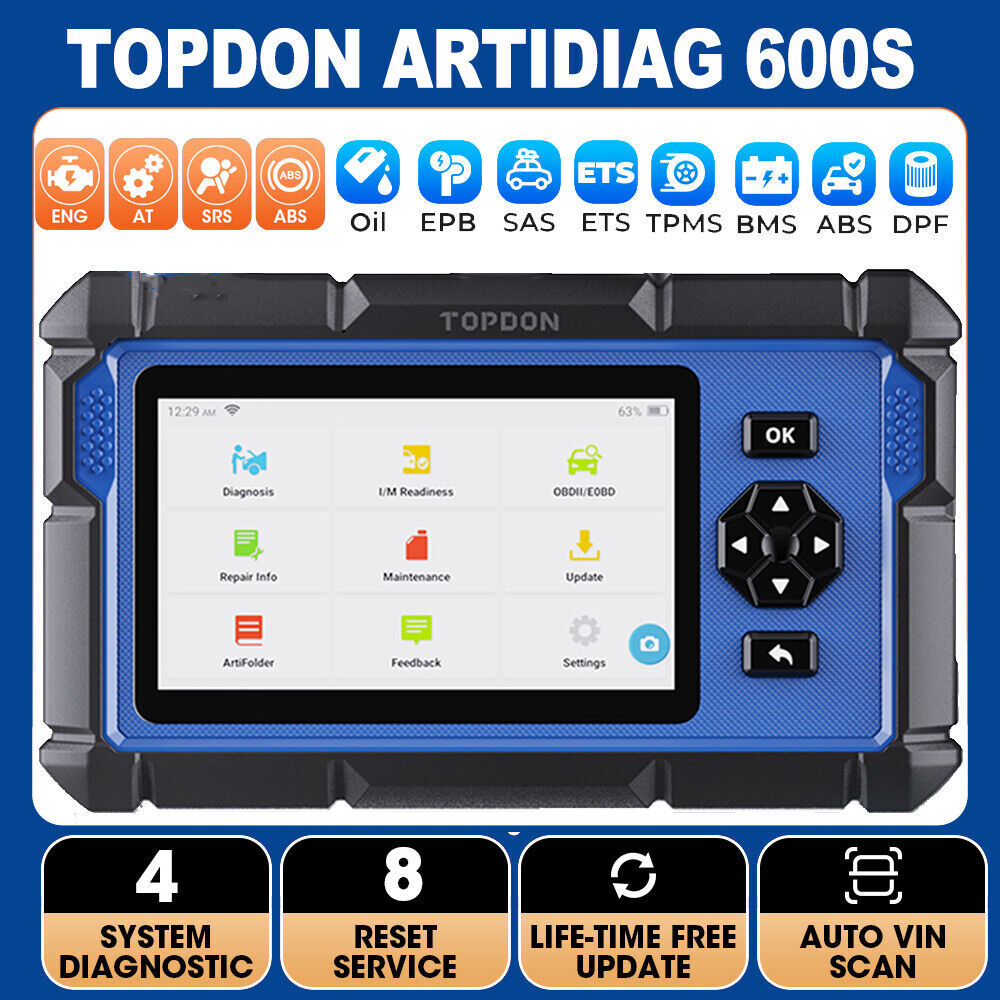 TOPDON AD600S OBD2 Diagnostic Scanner ABS SRS Code Reader Oil EPB SAS