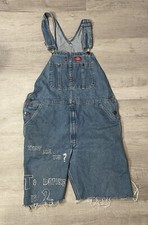 Dickies Overalls Denim Custom Design Painted VG Carpenter Blue Women  s