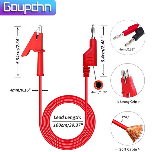 2PCS 4mm Stackable Banana Plug to Crocodile Alligator Clip Test Leads 1M Cable - Picture 7 of 8