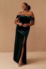 New Anthropologie Jenny Yoo Issa Velvet Off-The-Shoulder Velvet Column Gown sz8
