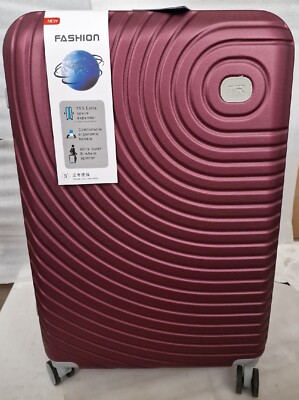 TR Hartschalenkoffer PC + ABS erweiterbar leichter großer Koffer 8 Rollen weinrot + grau