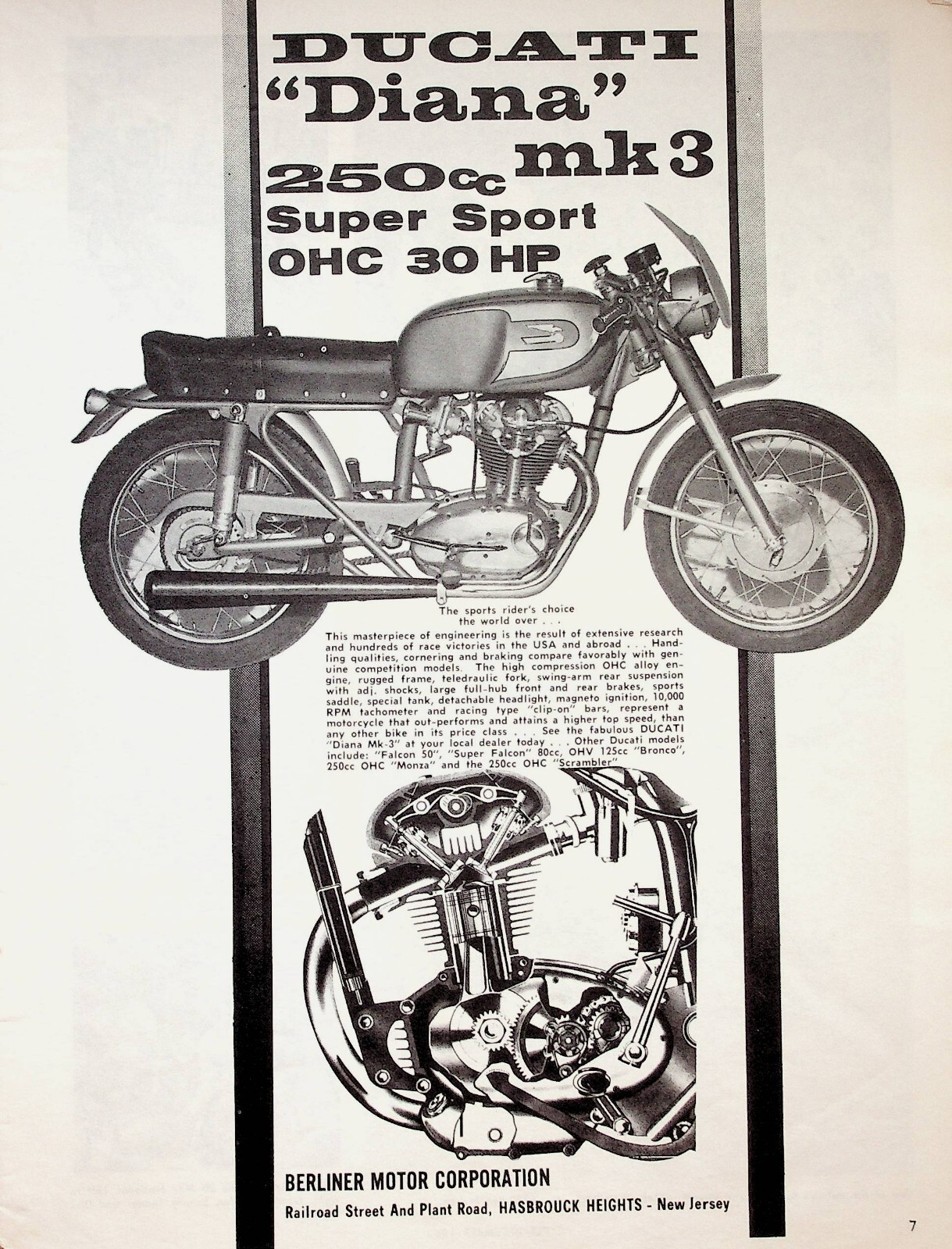 1963 Ducati Diana 250 Classic Vintage Motorcycle Ad