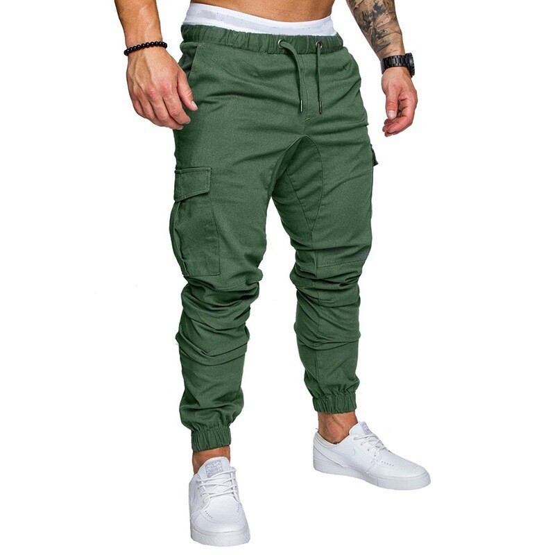 Casual Side Flap Pockets Drawstring Woven Joggers, Men's Cargo