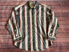 Robert Graham 3xl Men Long Sleeve Dress Shirt Stripe Fish Zebra Cuffs