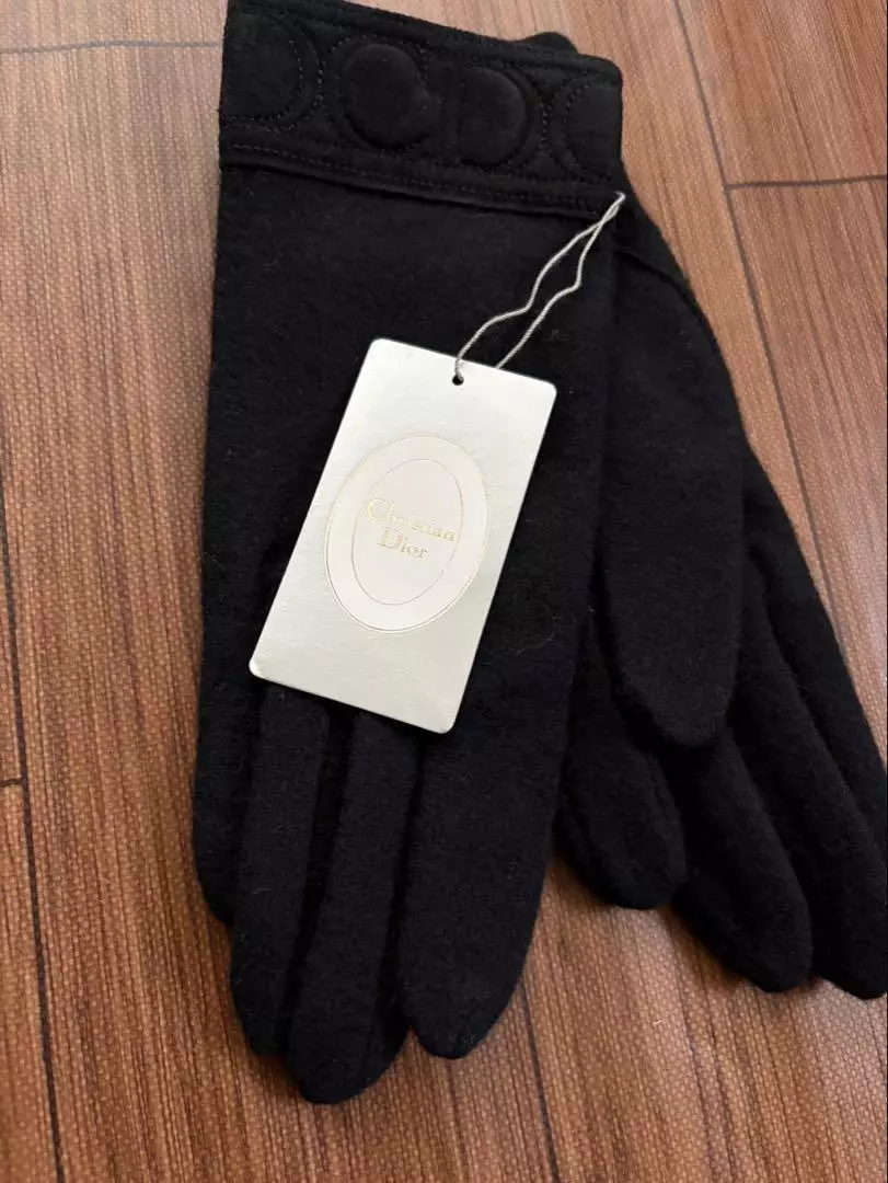 Gants Christian Dior laine noire vintage authentique deadstock pas utilisé