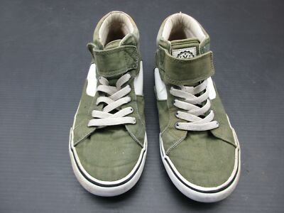 H&M SIZE 5,5 BOYS GREEN ATHLETIC CANVAS LACE-UP NEW YORK HIGH TOP SNEAKERS  3F