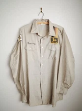 Vintage 60s-70s Unitog John Deere Patch Work Shirt Chain Stitch Union Made Sz L