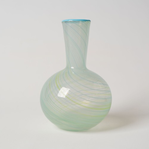 Vintage Dansk International Vase 1970s Blue Multicolor Swirl Opaline Art Glass - Picture 8 of 10