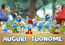 Cialda PUFFI ANIMATI BLU con NOME Decorazione Torta Ostia Zucchero Fibra