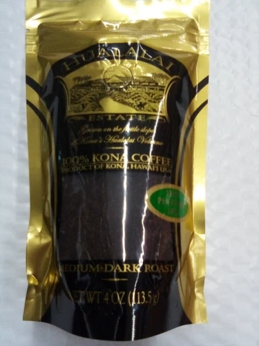 Hualalai 100% KONA COFFEE Medium Dark Grind (4oz.) From Hilo. Best Prices