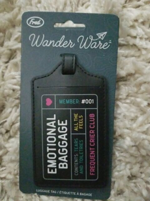 NEW Fred Wander Ware ‘EMOTIONAL BAGGAGE’ Frequent Crier Club Luggage Tag NEW!
