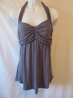 New Love from Ya Ya Slate Blue Rayon Drape Halter Top Size 4 Large