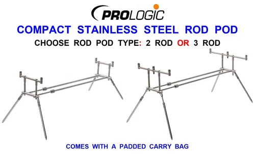 PROLOGIC COMPACT STAINLESS STEEL ROD POD+CARRY CASE/BAG CARP FISHING 2 OR 3 ROD