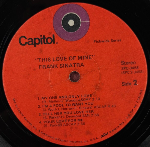 Frank Sinatra This Love Of Mine Vinyl Record 33 RPM Capitol Records 1969 - Foto 5 di 7