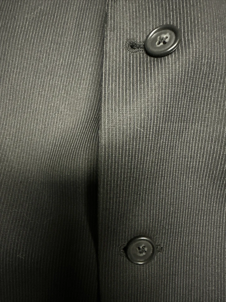 Calvin Klein Macys Mens Store Wool Laine Suit Jacket And Pant 42Wx32L Black/gray - Image 2 of 4