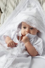 Lace Christening Gown Baptism Outfit Boy Girl Satin Baptism Handmade Set 1300