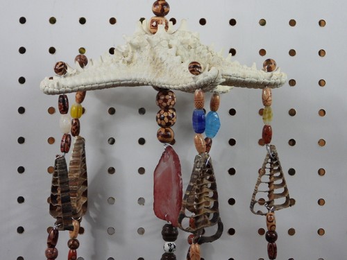 Starfish Wind Chime w / Beach Glass, Zebra Shells, Cone Shells, Abalone Shells - Picture 2 of 4