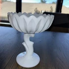 Vintage Indiana Glass Lotus Blossom Line Milk Glass Pedestal Compote Bowl 7.25"