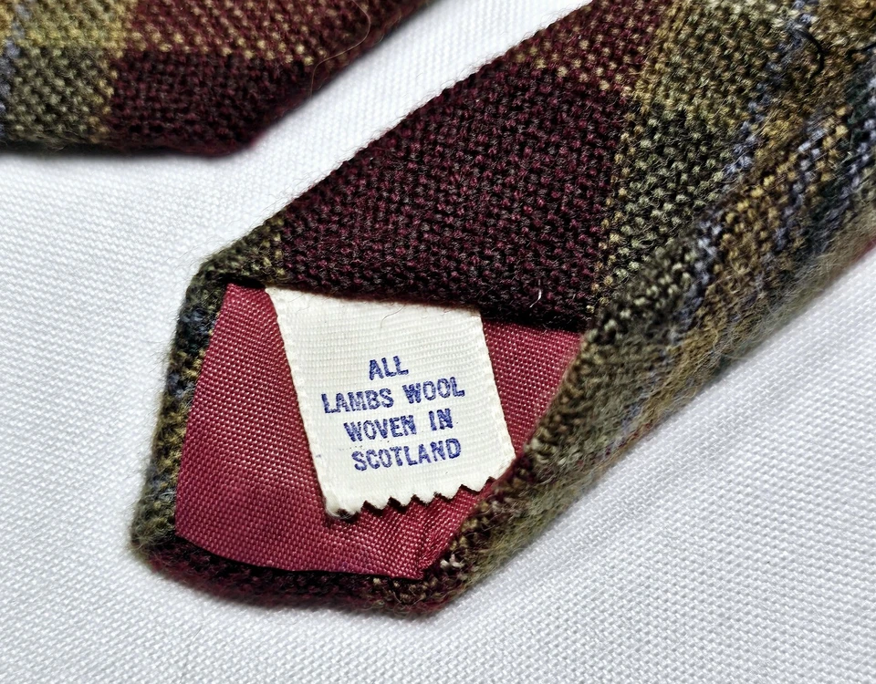 Corbata de lana de cordero Brooks Brothers de colección borgoña tartán escocesa RARA Foto 4 de 4