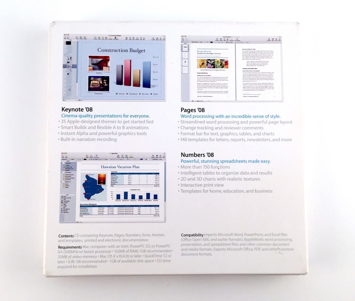 Apple iWork 08 Version 8.0 Family Pack Mac Macintosh