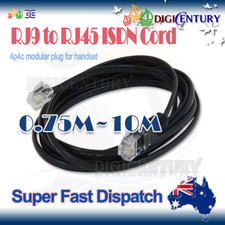 ISDN Handset Telephone ADSL Cable RJ45 8p4c plug to RJ9 RJ10 4p4c Black 0.75 10M
