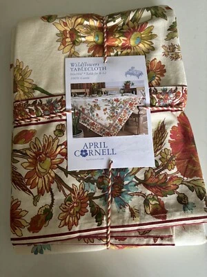 APRIL CORNELL NEW 60" X 104" TABLECLOTH Wildflowers 100% COTTON