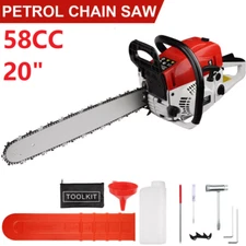 58cc Gasoline Chainsaw 20" Bar Powered Upgraded Engine Wood Cutting Gas ChainSaw