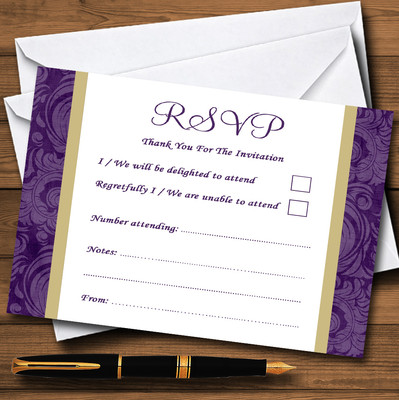 Lila Vintage klassische personalisierte RSVP Karten