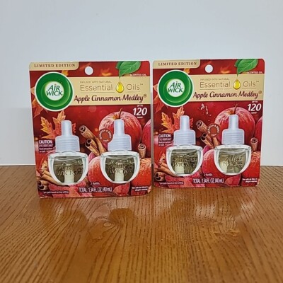 Ltd Edition Air Wick Scented Oil Apple Cinnamon Medley Fragrance Refills 2 2pks
