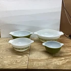PYREX~Verde Green Square Flower Nesting Cinderella Mixing Bowl Set of 4