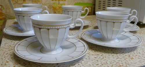 JUEGO DE 6 TAZAS DE TÉ Y PLATILLOS DE PORCELANA TIRSCHENREUTH "VISCONTI" BAVIERA ALEMANIA - Imagen 2 de 12