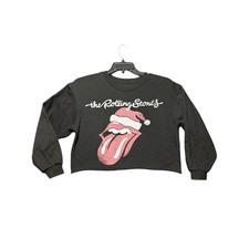 The Rolling Stones Sweatshirt Women Large Black Christmas Santa Tongue
