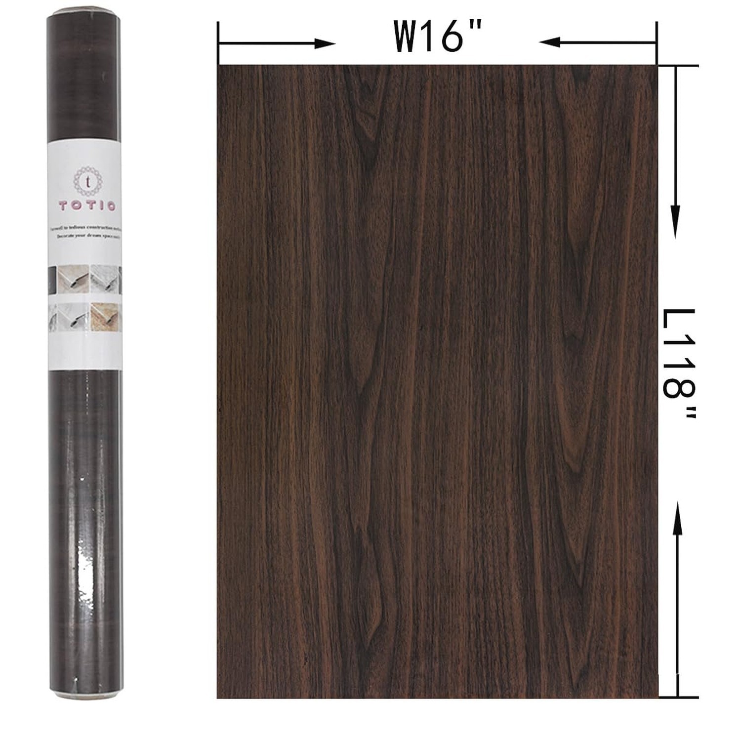 Dark Brown Wood Grain Contact Paper Thick Walnut Wood Wallpaper Peel Stick Bl...